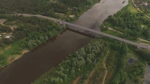 Beautiful view from a road going through the beautiful lake and forest 스톡 동영상 92448747