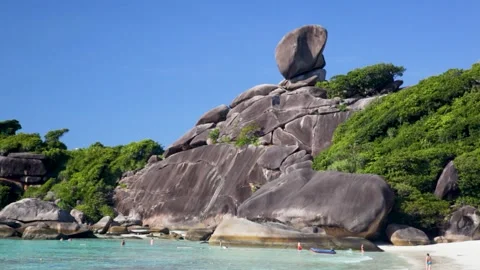 Beautiful view of the rock Sail on Similan, Thailand Stock Footage 306373261