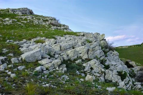 Beautiful view of the rocks and fields. Nature of central Crimea Stock Photos