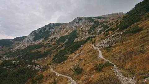 Beautiful view of rocky path and roads in Julian Alps. Stock Footage 119831531