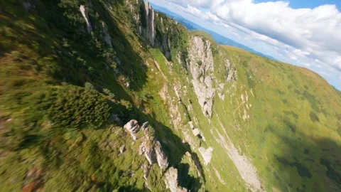 Beautiful view of rocky peak of Spitz mountain in the Carpathian mountains Stock Footage 247785915