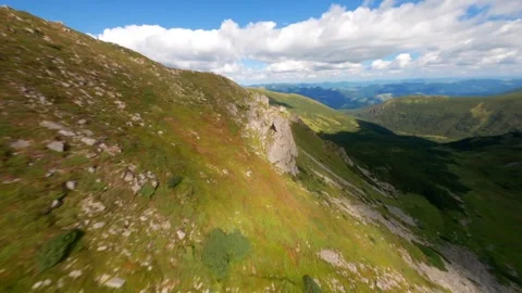 Beautiful view of rocky peak of Spitz mountain in the Carpathian mountains Stock Footage 248708760