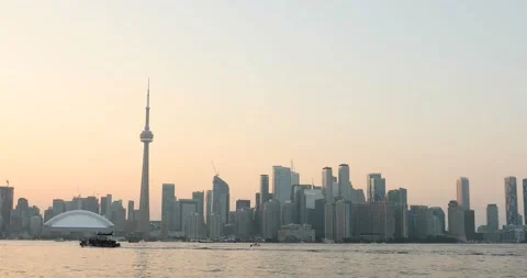 Beautiful view of Rogers Centre and CN Tower in Toronto Stock Footage 250891565
