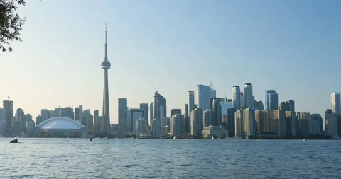 Beautiful view of Rogers Centre and CN Tower in Toronto Stock Footage 253362657