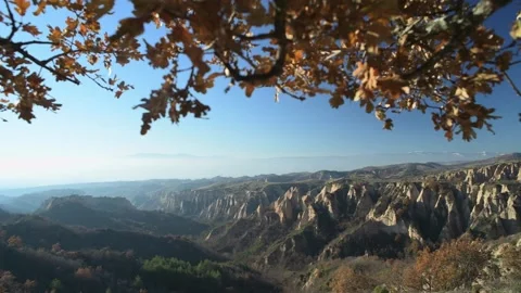 Beautiful view of Rozhen sand pyramids, near Melnik, Bulgaria. 스톡 동영상 335654439