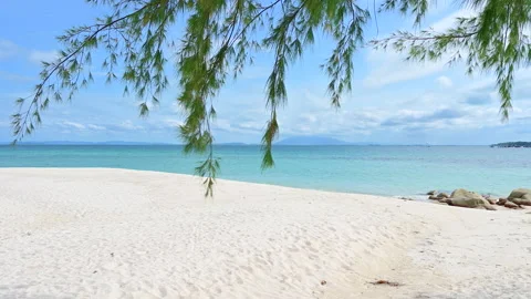 Beautiful view of sand beach and ocean wave with blue sky and cloud. Stock Footage 159261904
