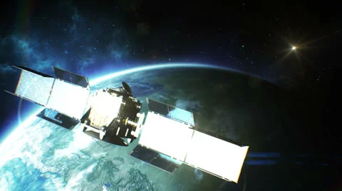 Beautiful view of Satellite Orbiting the Earth. HD 1080. Stock Footage 32903333
