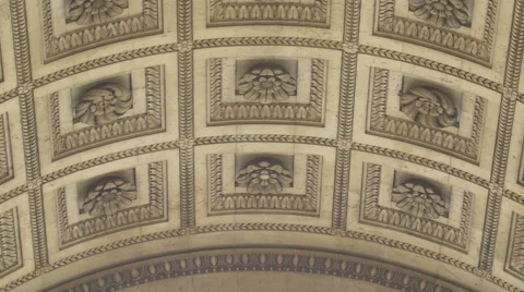 Beautiful view of sculpted flower on the ceiling of the Triumphal Arch in Paris Video stock 59974460