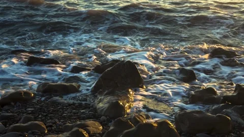 Beautiful view of the sea and waves on the Black Sea coast Stock Footage 148043135
