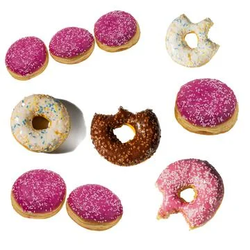 Beautiful view of seamless pattern of colorful  chocolate donuts Stock Photos
