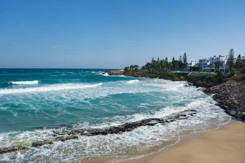 Beautiful view of the seashore of the Fig Tree Beach and the Fig Tree Bay Pen Foto stock