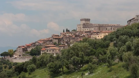 Beautiful view of Sermoneta cityscape. Stock Footage 124667102