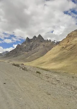 Beautiful view of sharp mountains on the way of Darcha-Padum road, Ladakh, INDIA Stock Photos