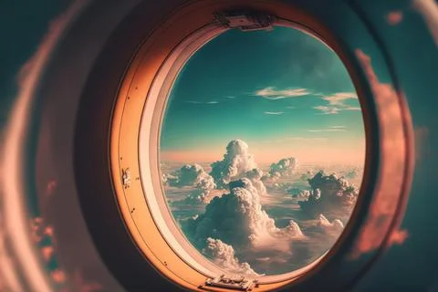 Beautiful view of sky from airplane window background Stock Illustration