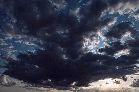 Beautiful view of sky with dark clouds after thunder Stock Photos