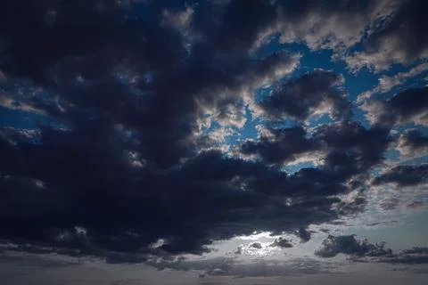 Beautiful view of sky with dark clouds after thunder Stock Photos