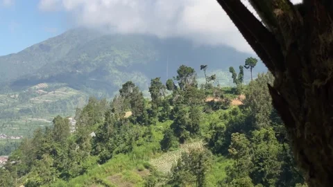 Beautiful view of the slopes of Mount Merapi from the slopes of Mount Merbabu Stock Footage 337166482