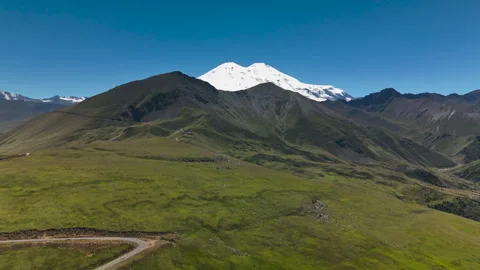 A beautiful view of the snow-capped peaks of Mount Elbrus. Stock Footage 319448150