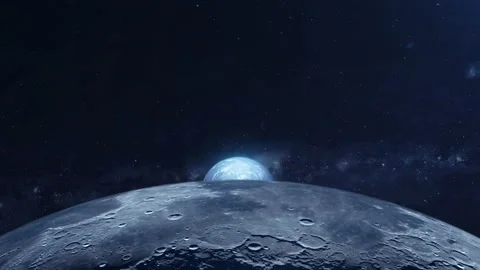 Beautiful view from space to the moon and planet earth. Stock Footage 168438861