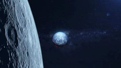 Beautiful view from space to the moon and planet earth. Stock Footage 168439334
