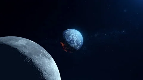 Beautiful view from space to the moon and planet earth. Stock Footage 168440305