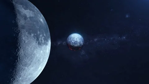 Beautiful view from space to the moon and planet earth. Stock Footage 168443799