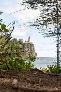 A beautiful view of Split Rock Lighthouse on the rocky coast of Lake Superior. Stock Photos