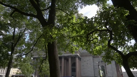Beautiful view of St. Isaac's Cathedral from the park Stock Footage 108305380