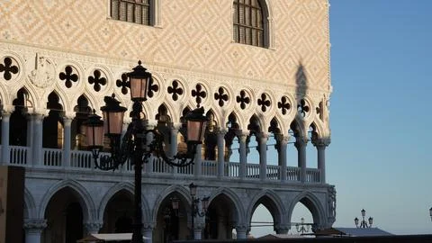 Beautiful view of St Marks Square with historic cathedral and bell tower. Stock Photos