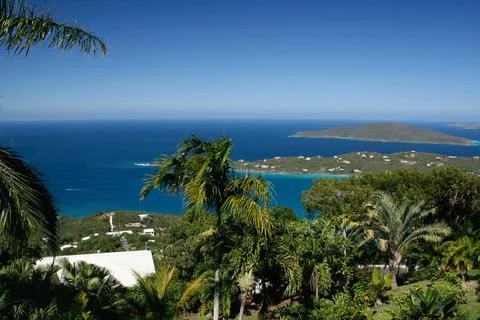 Beautiful View of St. Thomas from Scenic Overlook Stock Photos