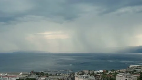 Beautiful view of storm passing by. Arial time lapse 스톡 동영상 201997613