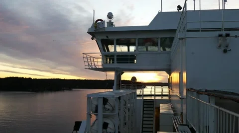 Beautiful View of Sunset From Deck of Ship at baltic Sea Stock Footage 60582912