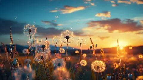The beautiful view of the sunset Stock Photos