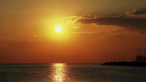 Beautiful view of the sunset on the sea Stock Footage 71887417