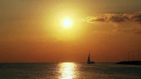 Beautiful view of the sunset on the sea Stock Footage 72133864