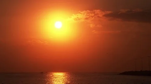 Beautiful view of the sunset on the sea Stock Footage 72321293