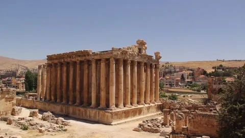 Beautiful view of the Temple of Bacchus in the ancient city of Baalbek Stock Footage 242048502