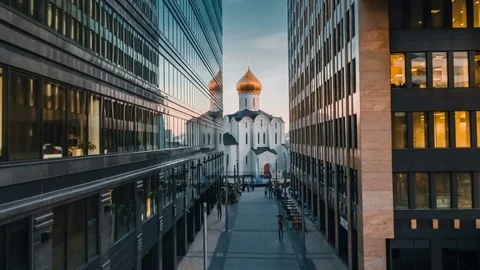 Beautiful view of the Temple of St. Nicholas in Tverskaya Zastava Stock Footage 78486343