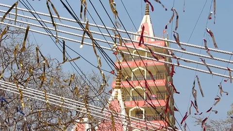 Beautiful view of Tera Manzil Temple, Trayambakeshwar in Rishikesh Stock Footage 124657495