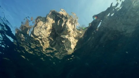 Beautiful view through the surface of the water Stock Footage 115110980