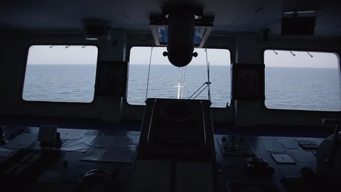 Beautiful view through window of ship moving along black sea on summer day. Stock Footage 121278663