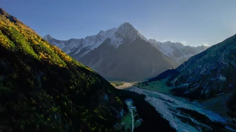 Beautiful view of the Tikhtengen mountain range, a dormant volcano, Stock Footage 263442116