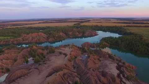 Beautiful view from the top of the hills, forests, fields and lakes. Russia Stock Footage 72869017