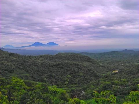 Beautiful view from the top of mount merapi hill Stock Photos