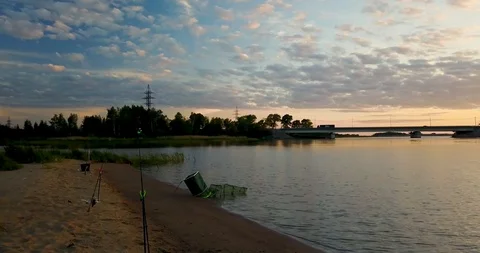 Beautiful view from the top of the river and sunset Stock Footage 101285274