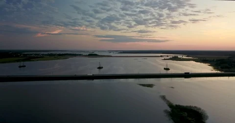 Beautiful view from the top of the river and sunset Stock Footage 101285538