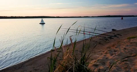 Beautiful view from the top of the river and sunset Stock Footage 101286247