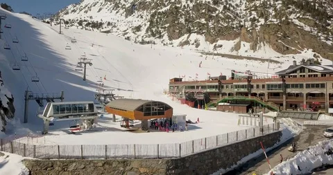 Beautiful view from the top of a ski resort, the Principality of Andorra la Stock Footage 104409063
