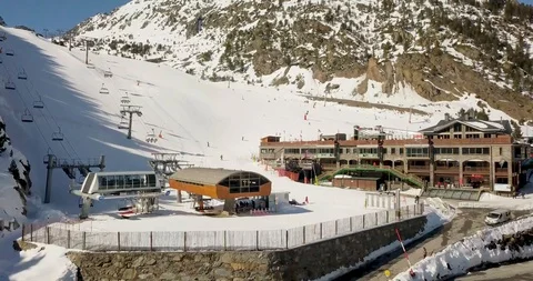 Beautiful view from the top of a ski resort, the Principality of Andorra la Stock Footage 104409461