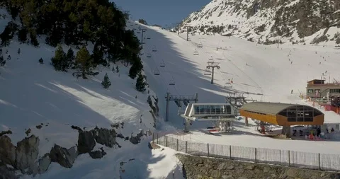 Beautiful view from the top of a ski resort, the Principality of Andorra la Stock Footage 104410002
